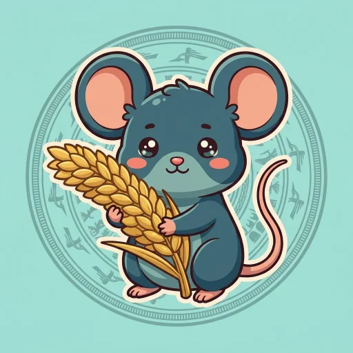 Icon con giáp Chuột (chi Tý) vẽ kiểu anime chibi, hành Thuỷ.