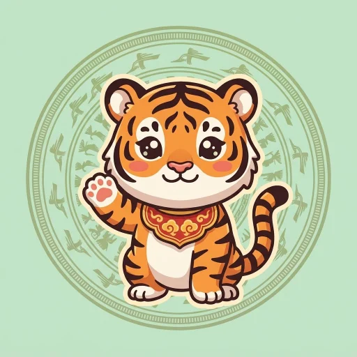Icon con giáp Hổ (chi Dần) vẽ kiểu anime chibi, hành Mộc.