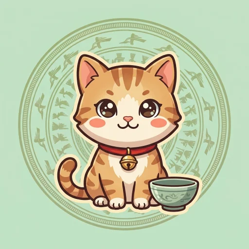 Icon con giáp Mèo (chi Mão) vẽ kiểu anime chibi, hành Mộc.