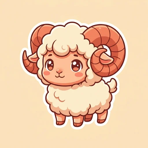Icon cung Bạch Dương vẽ kiểu anime chibi, nguyên tố Lửa.