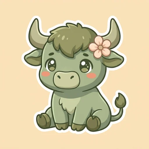 Icon cung Kim Ngưu vẽ kiểu anime chibi, nguyên tố Đất.