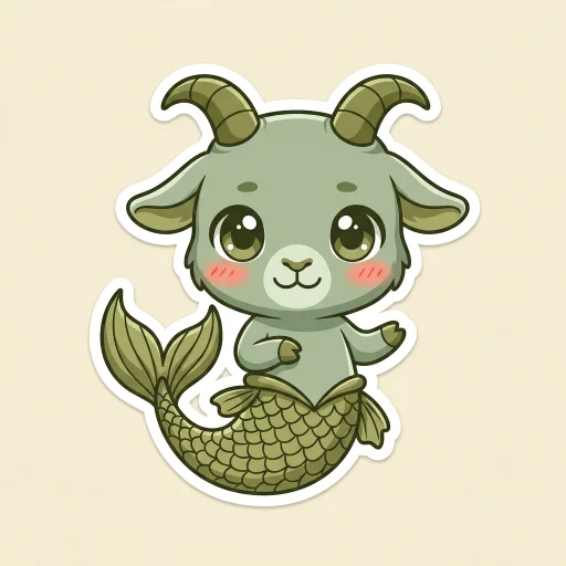 Icon cung Ma Kết vẽ kiểu anime chibi, nguyên tố Đất.