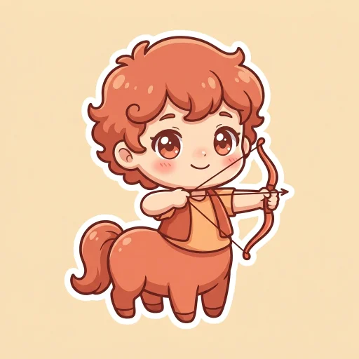 Icon cung Nhân Mã vẽ kiểu anime chibi, nguyên tố Lửa.