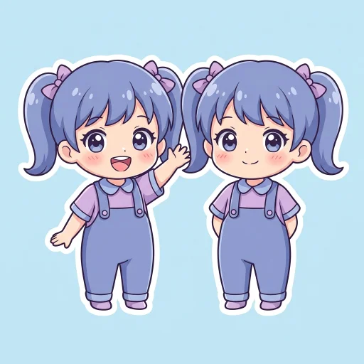 Icon cung Song Tử vẽ kiểu anime chibi, nguyên tố Khí.