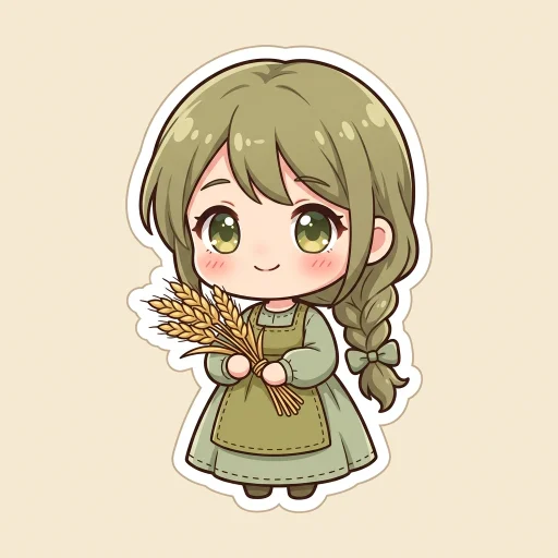 Icon cung Xử Nữ vẽ kiểu anime chibi, nguyên tố Đất.